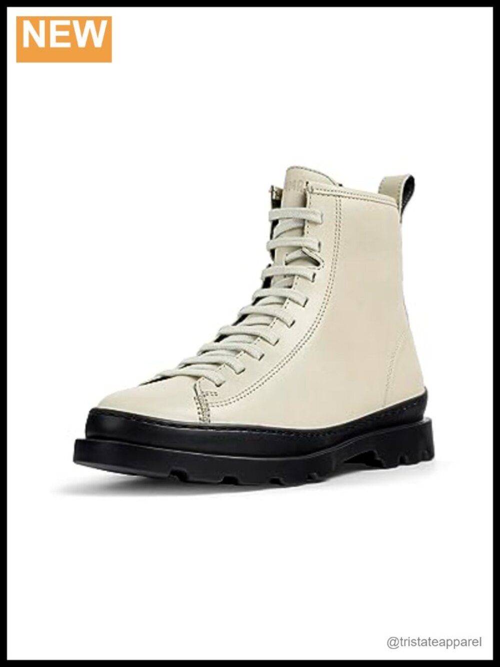 Women's Combat Ankle Boots Leather Pull-On Round Toe